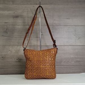 Vilenca Holland for Anthroplogie Brown Woven Leather Crossbody Shoulder Bag